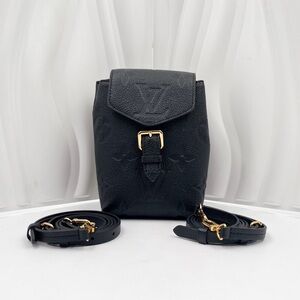 LOUIS VUITTON Tiny Backpack Black Leather Gold Hardware